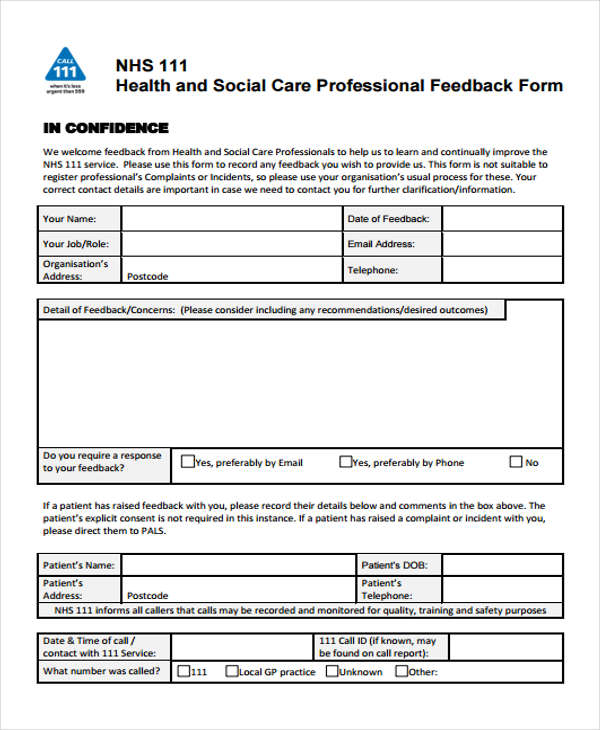 social care professional form