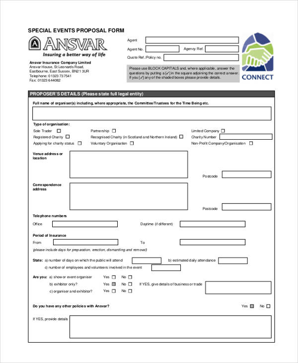 special events insurance proposal form1