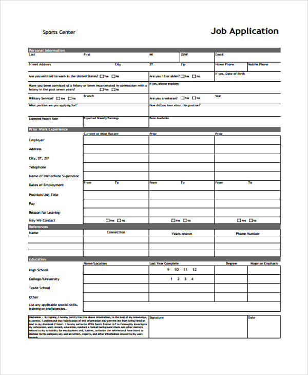 FREE 36+ Job Application Forms in PDF | MS Word | Excel