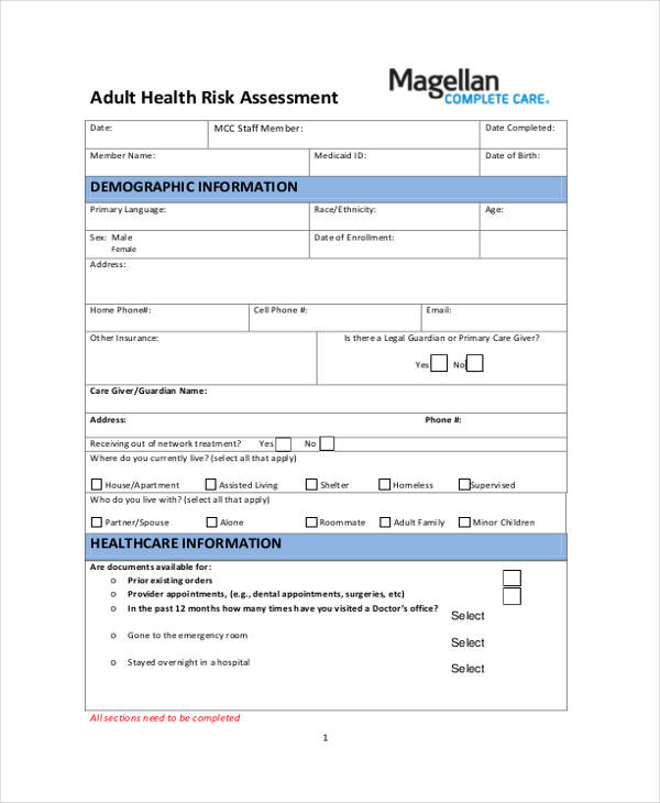 FREE 36+ Health Assessment Forms in PDF MS Word