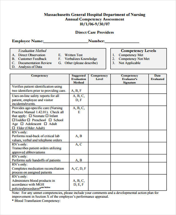 FREE 11 Nurse Appraisal Form Samples PDF MS Word Google Docs