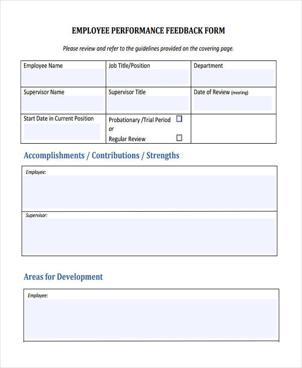 FREE 8+ Staff Feedback Forms in MS Word | PDF