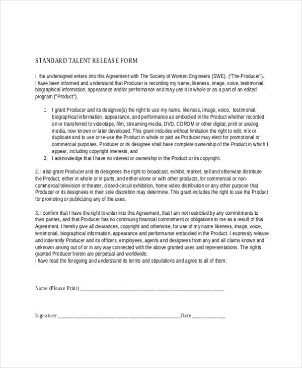 Free 20 Print Release Forms In Pdf