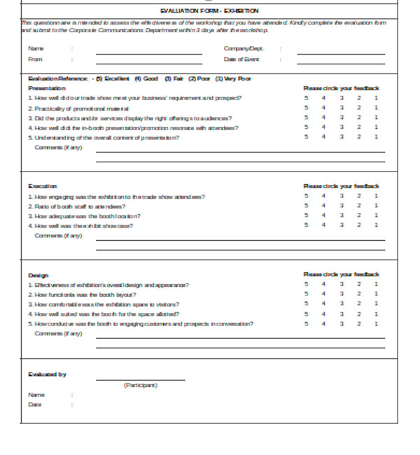 standard workshop evaluation form
