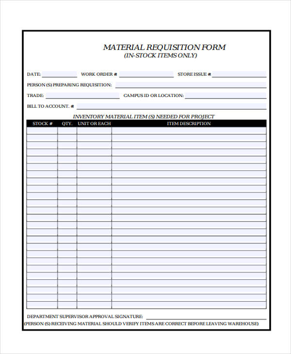 store material requisition form example