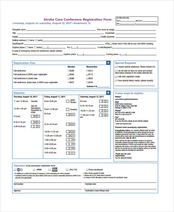 stroke care conference registration form
