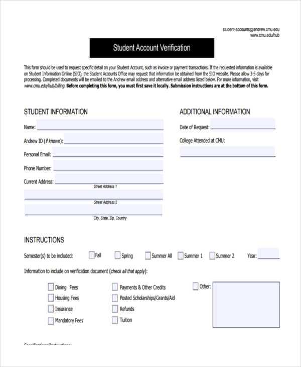 student account verification request