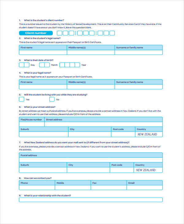 student allowance one parent application form