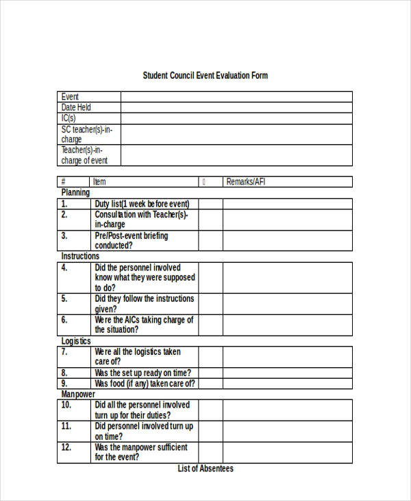 student council event evaluation form1