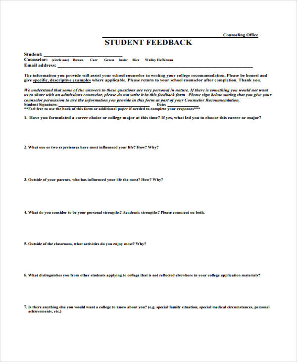 student counseling feedback form1