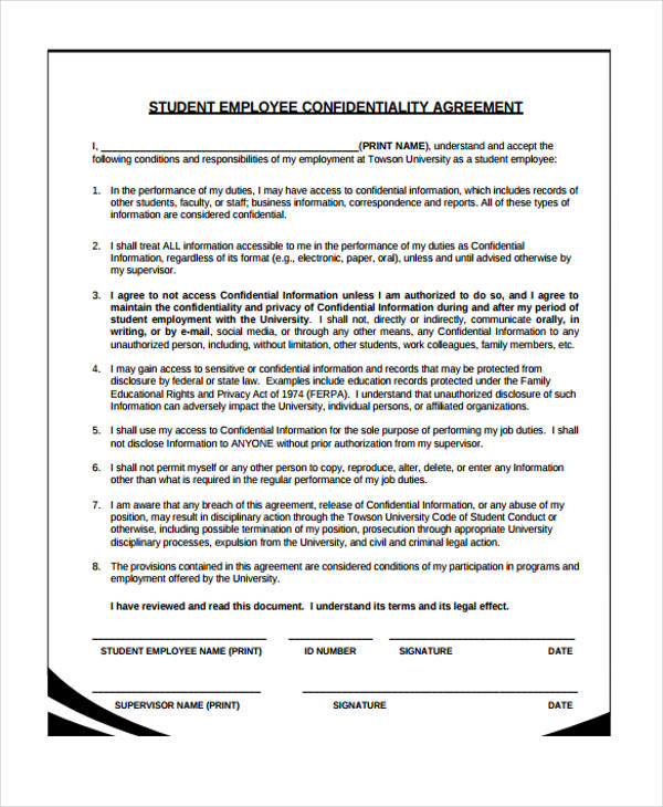 Word Employee Confidentiality Agreement Templates