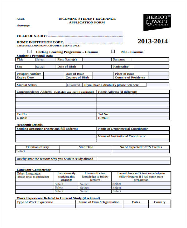 student exchange form program Student 41 Application PDF in Forms