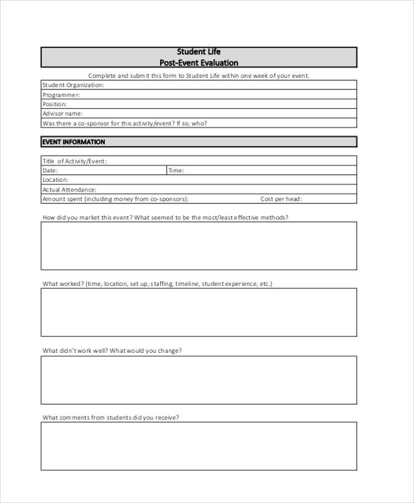 student life post event evaluation form1