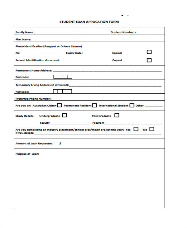 student loan application form