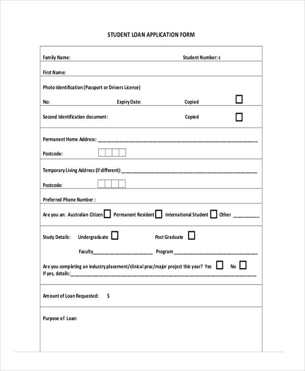 student loan finance application form