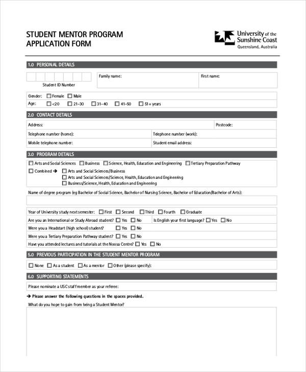 student mentor program application form1