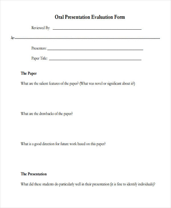 student oral presentation form