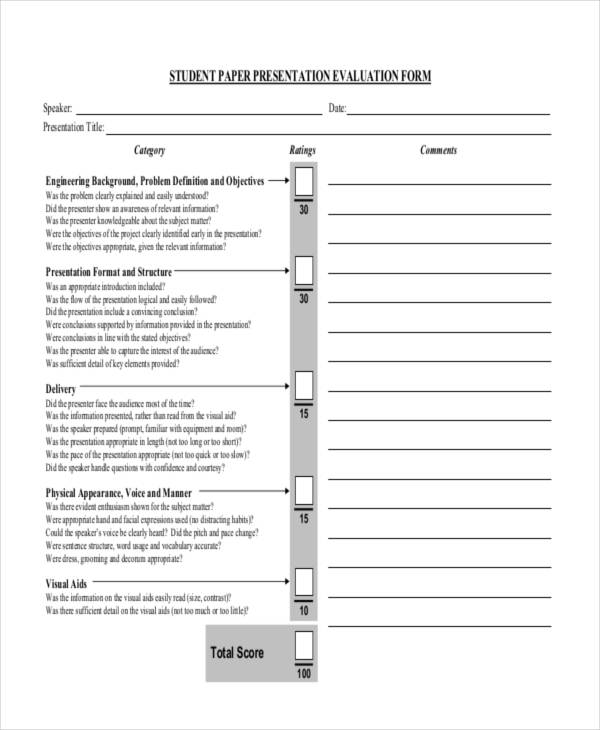 student paper presentation form
