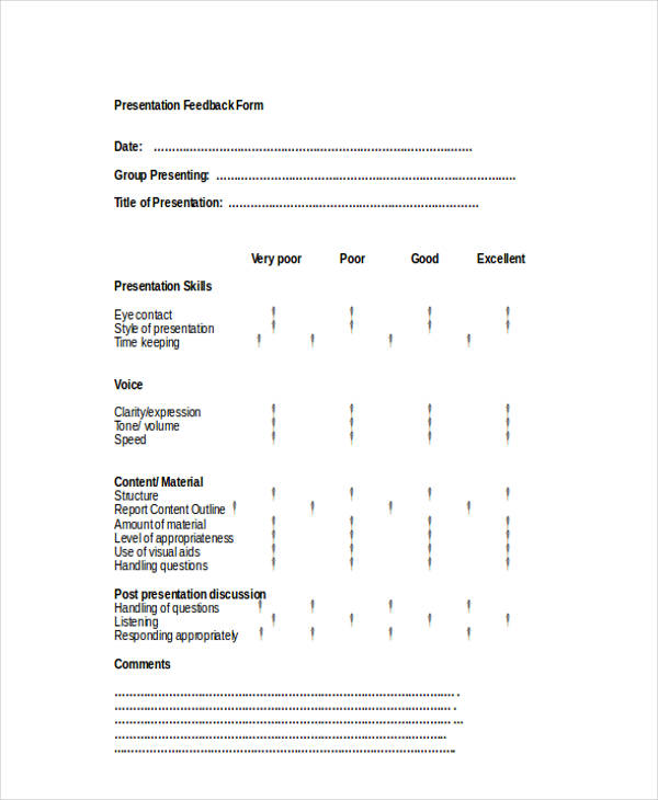 peer presentation feedback form pdf middle school