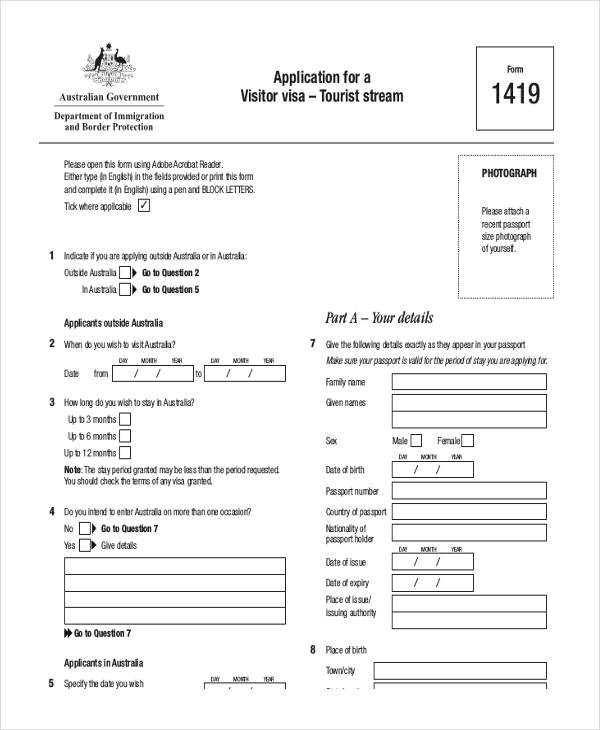 student visitor visa application form