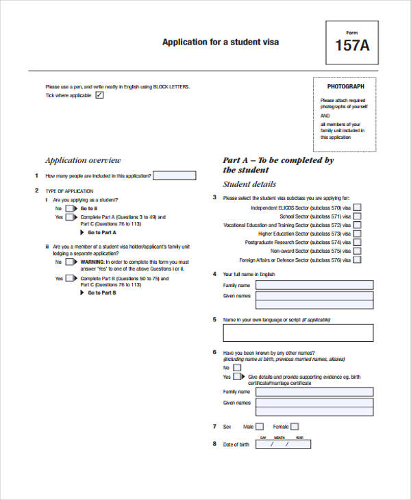 student work visa application form