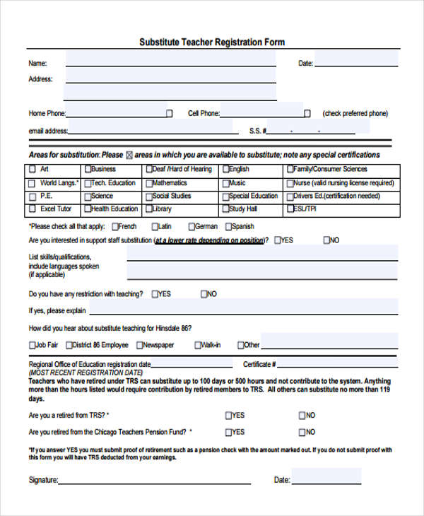 substitute teacher registration form