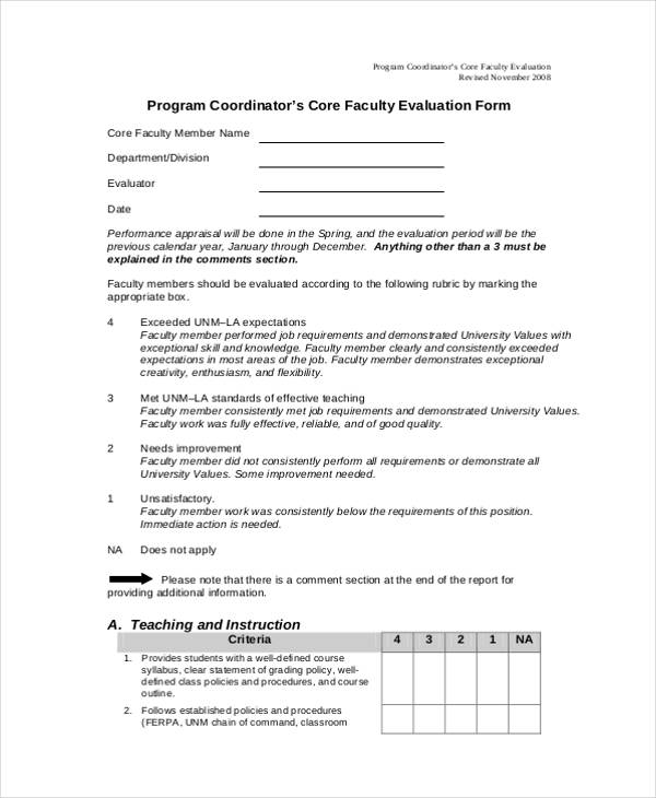 supervisor faculty evaluation template1
