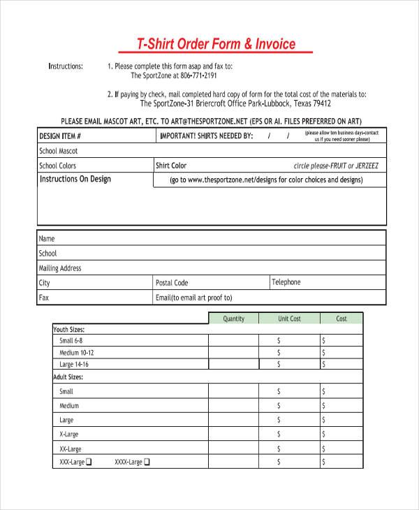 FREE 12+ TShirt Order Forms in MS Word PDF Excel