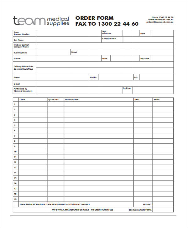 FREE 11 Sample Medical Order Forms In PDF Excel