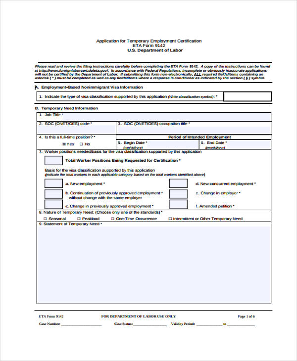 temporary employment certification form