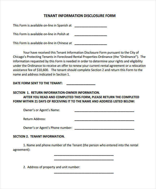 FREE 14+ Tenant Information Form Samples, PDF, MS Word, Google Docs, Excel