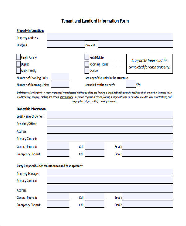 FREE 10+ Tenant Information Forms in PDF | Excel | MS Word