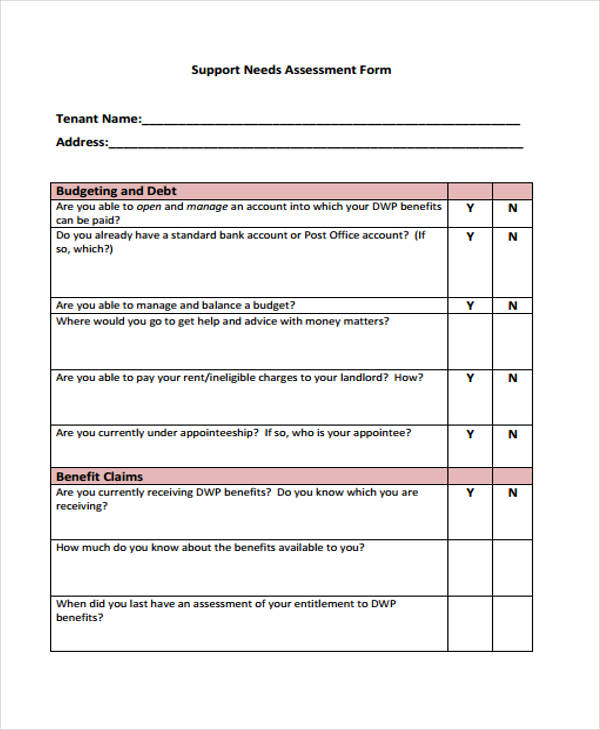 tenant support needs assessment form1