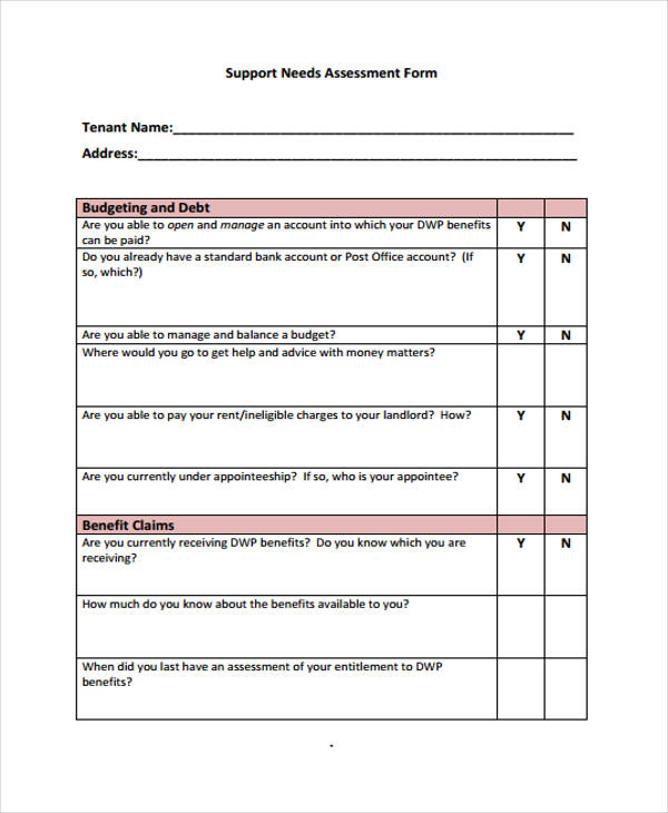 tenant support needs assessment form2
