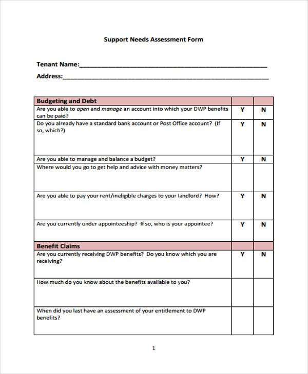 tenant support needs assessment form3