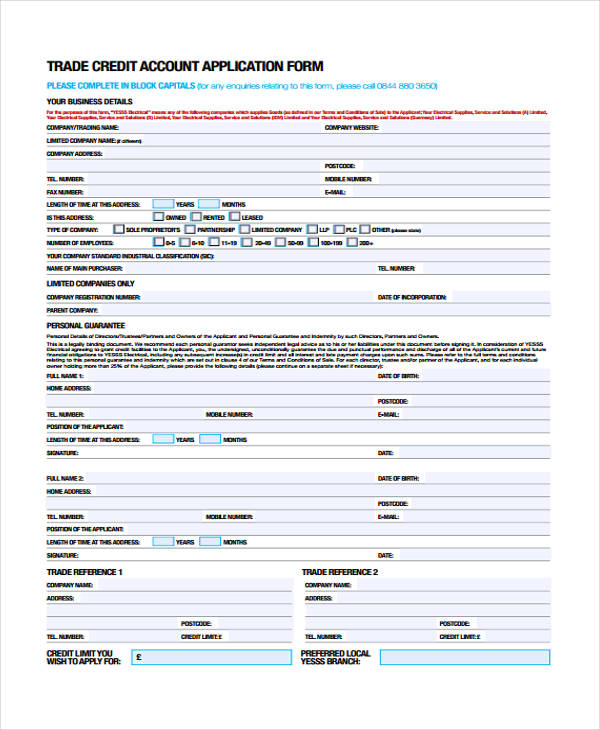 trade credit account application form1
