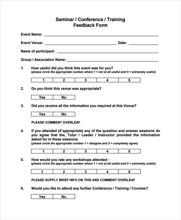 training event feedback evaluation form