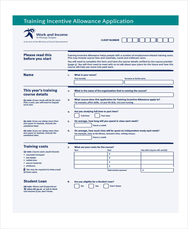 Free 11 Training Application Forms In Pdf Ms Word 4560