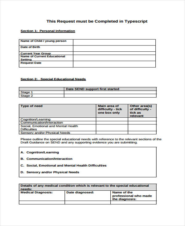 training needs assessment request form