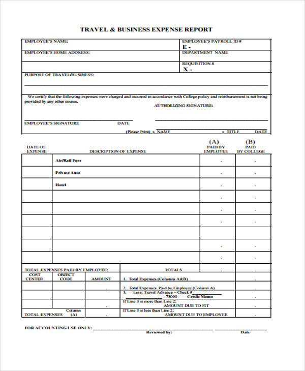 FREE 22 Expense Report Form Templates In PDF