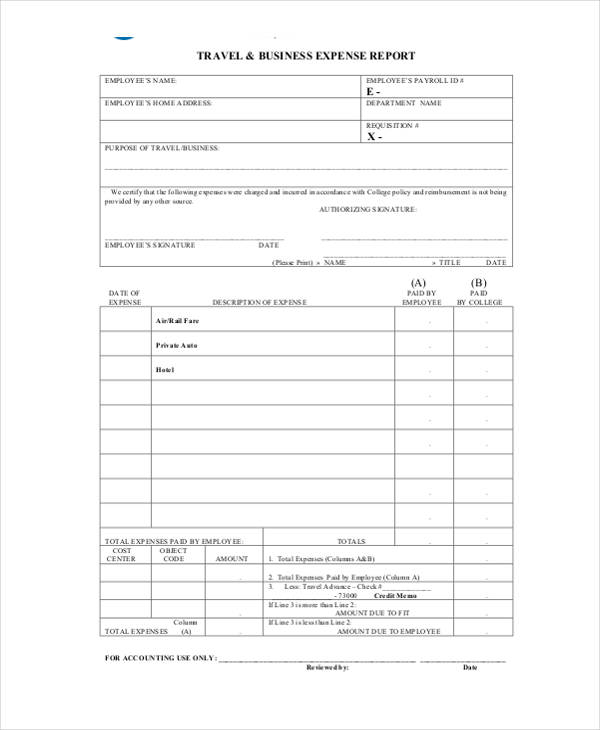 travel business expense report form1