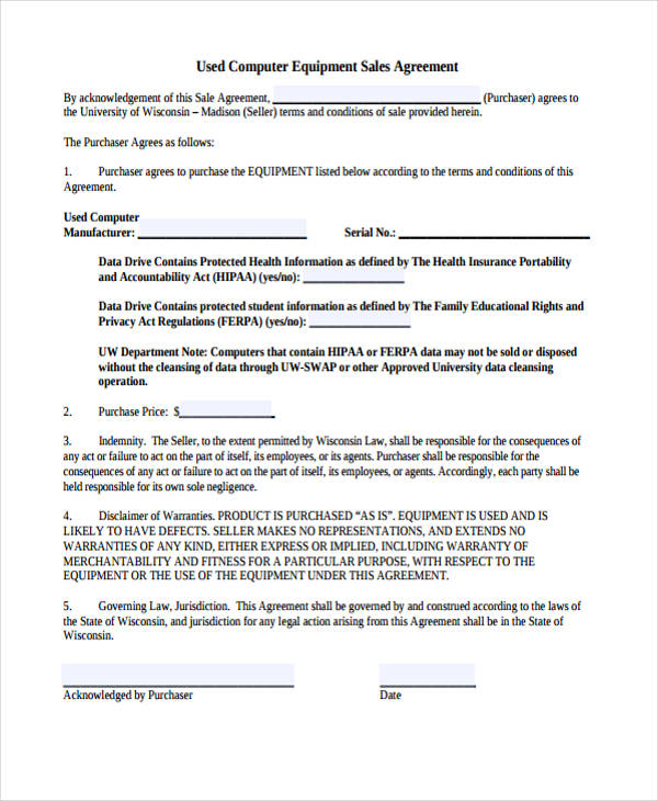 Equipment Purchase Agreement Template from images.sampleforms.com