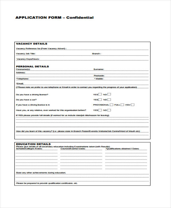 vacancy job application form1