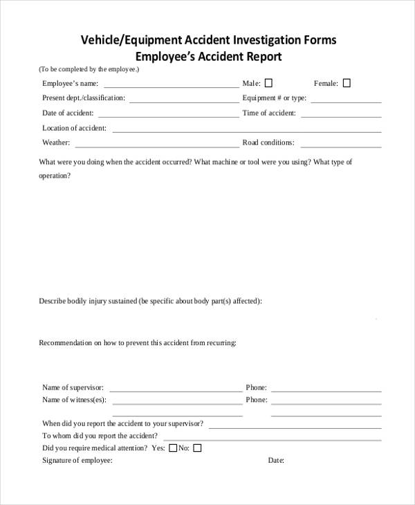 vehicle investigation report