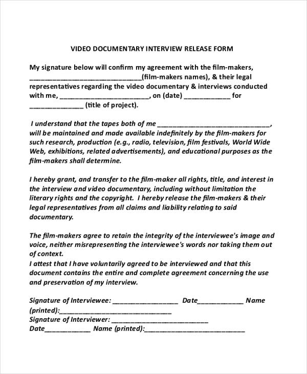 FREE 15+ Interview Release Forms in PDF MS Word