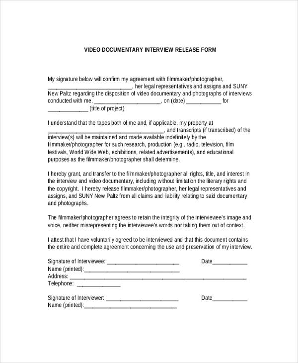 video documentary interview release form1