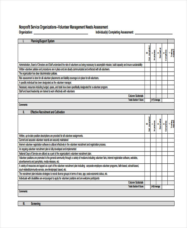 volunteer needs assessment worksheet form2