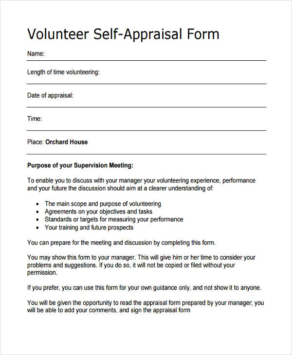 volunteer self appraisal form1