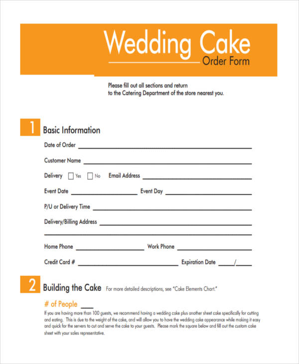 wedding cake order