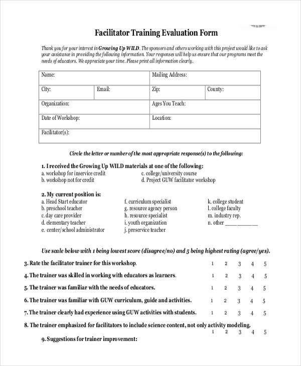 FREE 13  Sample Workshop Evaluation Forms in PDF MS Word